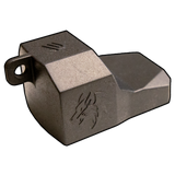 a close up of a metal object on a black background