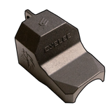a close up of a metal object on a black background