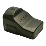 a close up of a metal object on a black background