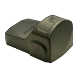 a white plastic object with a tag on it