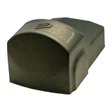 a close up of a gray object on a white background